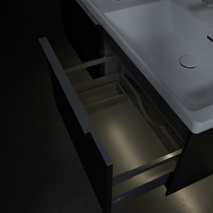 Villeroy & Boch Subway 3.0 Waschtischunterschrank 127,2 cm, 2 Auszüge, mit LED-Beleuchtung, für Doppel-Waschtisch