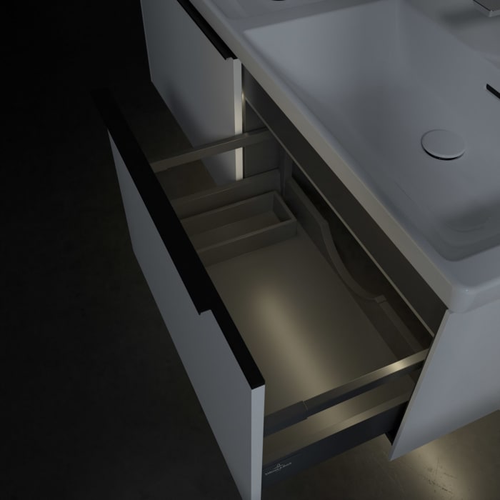 Villeroy & Boch Subway 3.0 Waschtischunterschrank 127,2 cm, 2 Auszüge, mit LED-Beleuchtung, für Doppel-Waschtisch