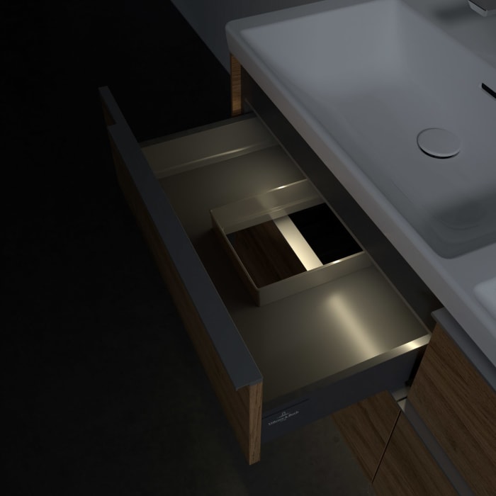 Villeroy & Boch Subway 3.0 Waschtischunterschrank 127,2 cm, 4 Auszüge, mit LED-Beleuchtung, für Doppel-Waschtisch