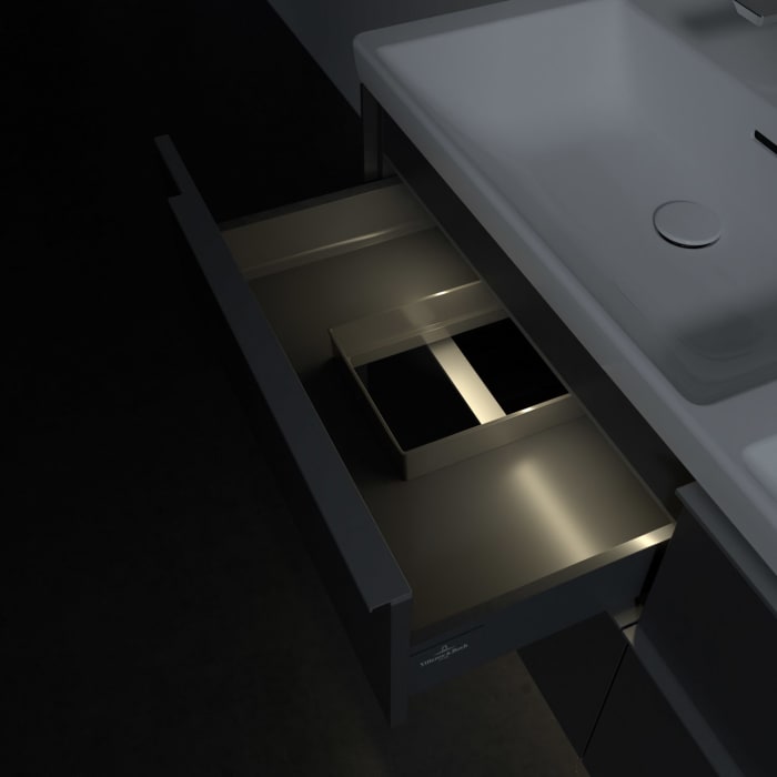 Villeroy & Boch Subway 3.0 Waschtischunterschrank 127,2 cm, 4 Auszüge, mit LED-Beleuchtung, für Doppel-Waschtisch