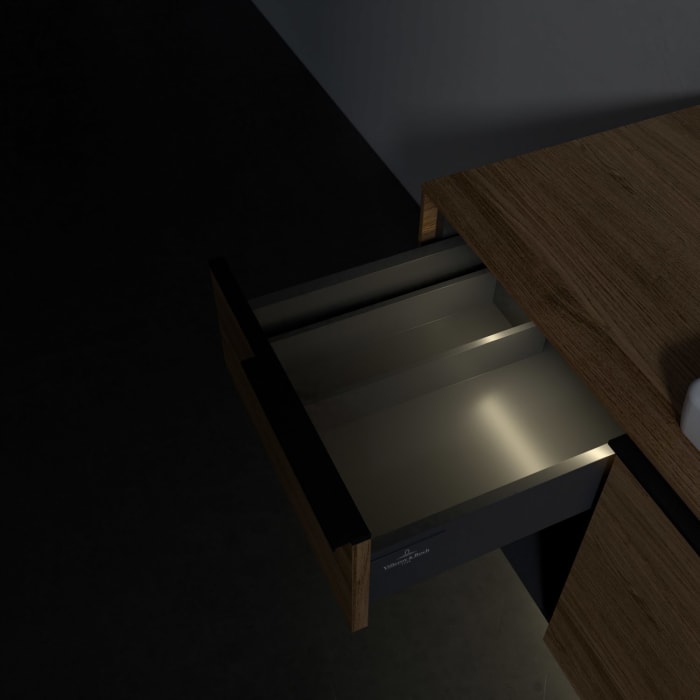 Villeroy & Boch Subway 3.0 Waschtischunterschrank 100,1 cm, 2 Auszüge und Regal links, mit LED-Beleuchtung