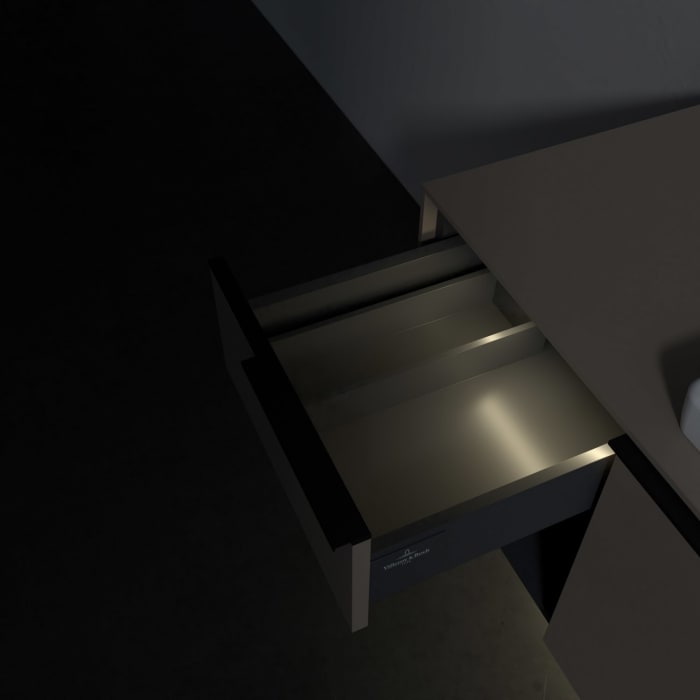 Villeroy & Boch Subway 3.0 Waschtischunterschrank 100,1 cm, 2 Auszüge und Regal links, mit LED-Beleuchtung