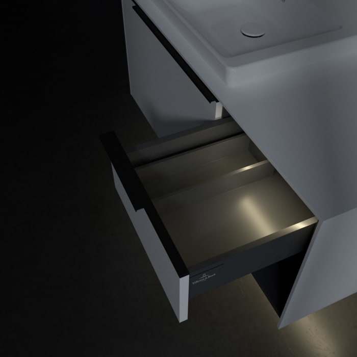 Villeroy & Boch Subway 3.0 Waschtischunterschrank 100,1 cm, 2 Auszüge und Regal rechts, mit LED-Beleuchtung