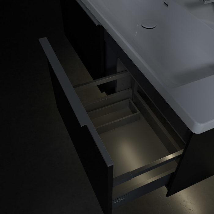 Villeroy & Boch Subway 3.0 Waschtischunterschrank 127,2 cm, 2 Auszüge, mit LED-Beleuchtung