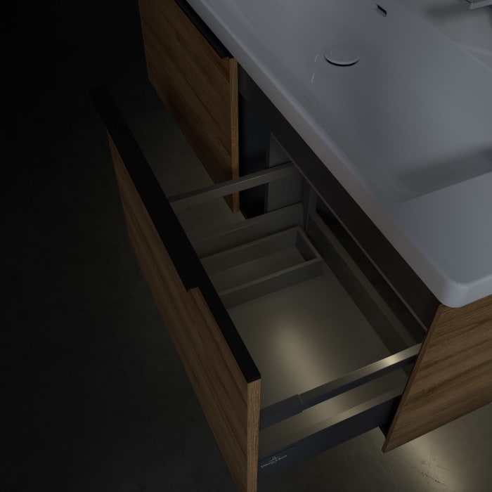 Villeroy & Boch Subway 3.0 Waschtischunterschrank 127,2 cm, 2 Auszüge, mit LED-Beleuchtung