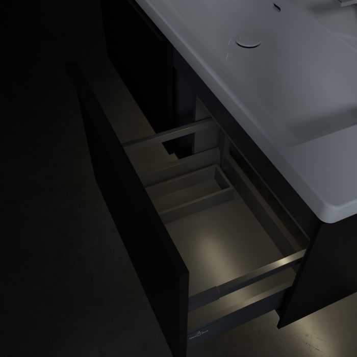 Villeroy & Boch Subway 3.0 Waschtischunterschrank 127,2 cm, 2 Auszüge, mit LED-Beleuchtung