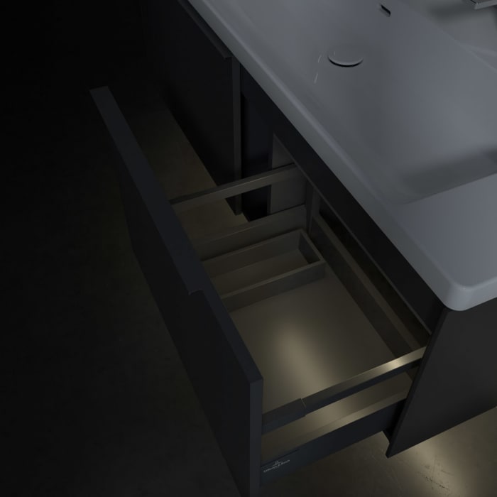 Villeroy & Boch Subway 3.0 Waschtischunterschrank 127,2 cm, 2 Auszüge, mit LED-Beleuchtung