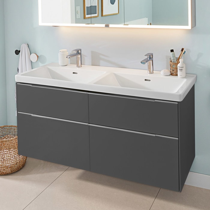 Villeroy & Boch Subway 3.0 Waschtischunterschrank 127,2 cm, 4 Auszüge, ohne LED-Beleuchtung, für Doppel-Waschtisch
