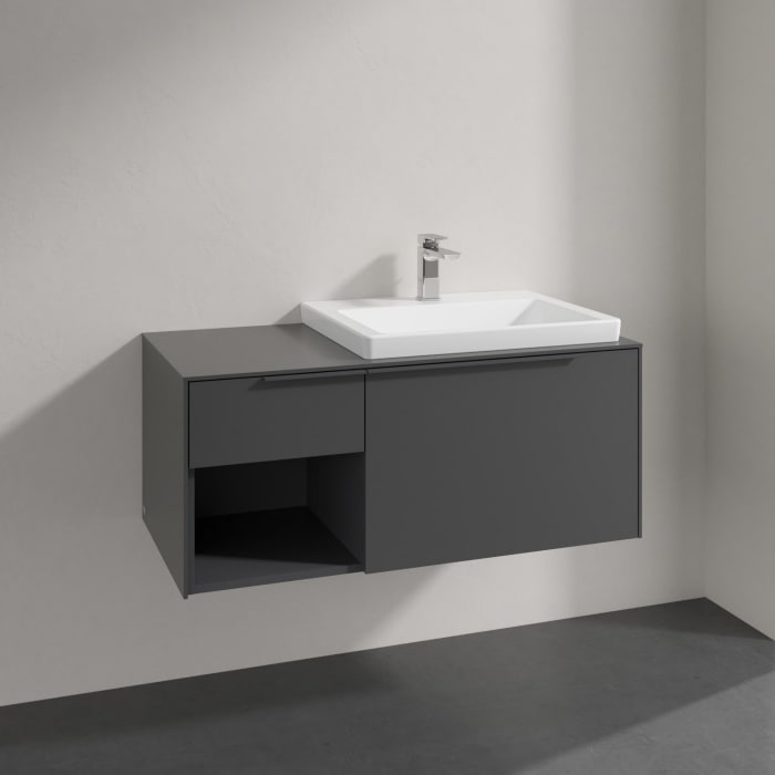 Villeroy & Boch Subway 3.0 Badmöbel-Set 100,1 cm Griff in Möbelfarbe, Waschbecken rechts