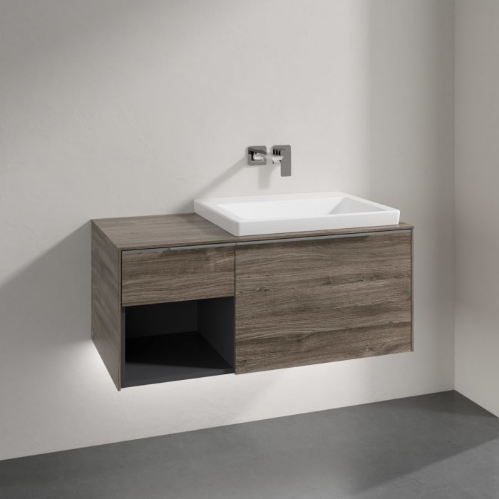 Villeroy & Boch Subway 3.0 Badmöbel-Set 100,1 cm mit Beleuchtung, Waschbecken rechts