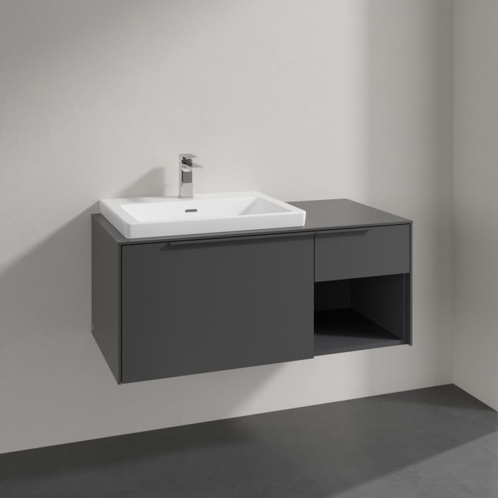 Villeroy & Boch Subway 3.0 Badmöbel-Set 100,1 cm Griff in Möbelfarbe, Waschbecken links mit CeramicPlus