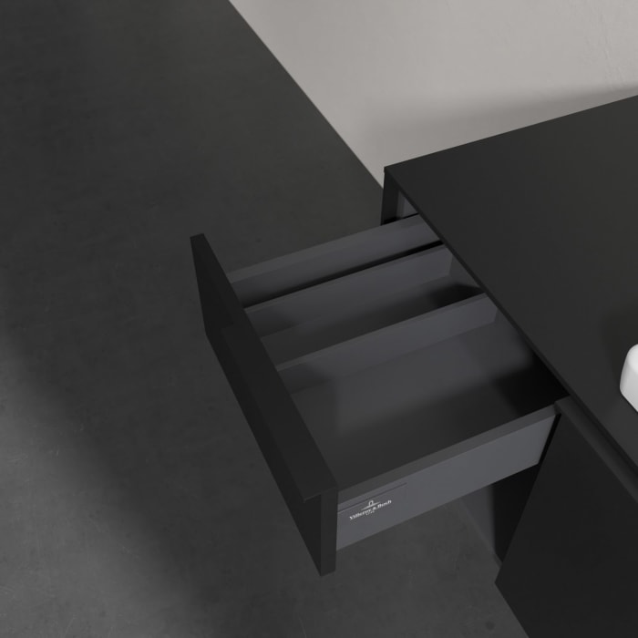 Villeroy & Boch Subway 3.0 Badmöbel-Set 100,1 cm Griff volcano black, Waschbecken rechts mit CeramicPlus