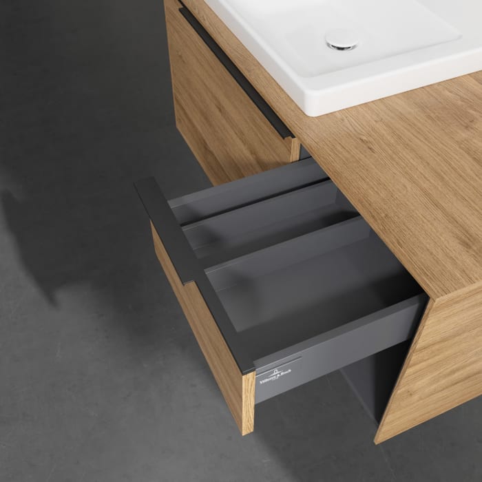 Villeroy & Boch Subway 3.0 Badmöbel-Set 100,1 cm Griff volcano black, Waschbecken links