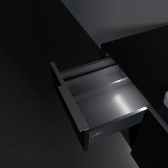 Villeroy & Boch Subway 3.0 Badmöbel-Set 100,1 cm mit Beleuchtung, Waschbecken rechts mit CeramicPlus