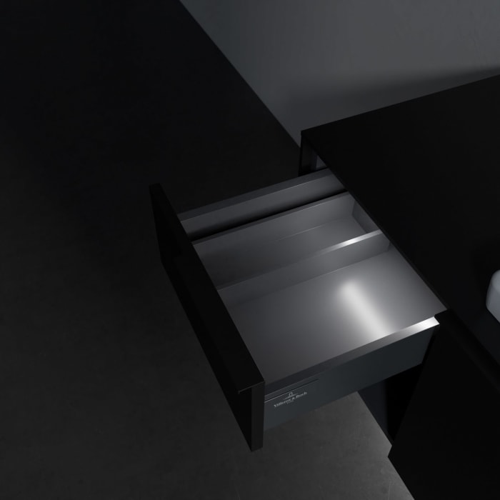 Villeroy & Boch Subway 3.0 Badmöbel-Set 100,1 cm mit Beleuchtung, Griff volcano black, Waschbecken rechts