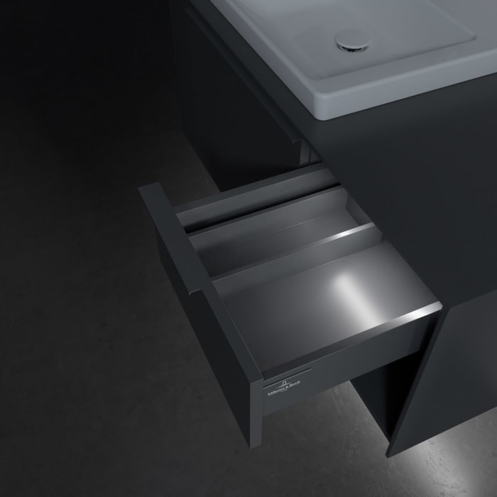 Villeroy & Boch Subway 3.0 Badmöbel-Set 100,1 cm mit Beleuchtung, Griff in Möbelfarbe, Waschbecken links