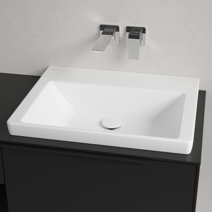 Villeroy & Boch Subway 3.0 Badmöbel-Set 100,1 cm mit Beleuchtung, Griff volcano black, Waschbecken rechts