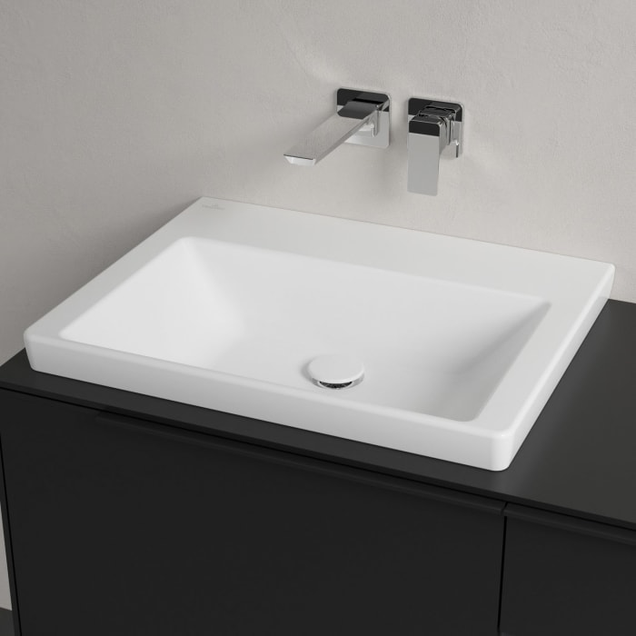 Villeroy & Boch Subway 3.0 Badmöbel-Set 100,1 cm mit Beleuchtung, Griff volcano black, Waschbecken links