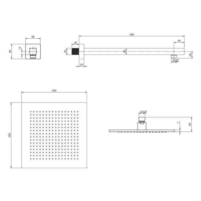 Villeroy & Boch Taro Regenbrause mit Regenbrausearm