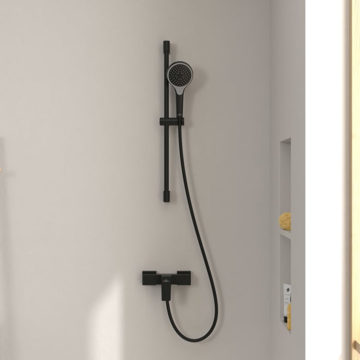 Villeroy & Boch Taro Duschgarnitur mit Brausestange, Handbrause und Aufputz-Duscharmatur