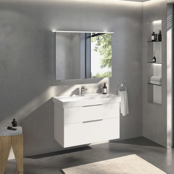 Villeroy & Boch Taro Spiegelschrank 100,7 cm mit 2 Türen, Lichtsegel, Waschplatzbeleuchtung und Vergrößerungsspiegel