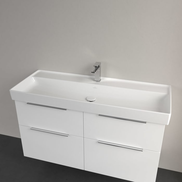 Villeroy & Boch Taro Waschtisch 120 cm mit CeramicPlus Beschichtung, 1 Hahnloch, ohne Überlauf