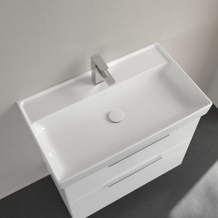 Villeroy & Boch Taro Waschtisch 80 cm mit CeramicPlus Beschichtung, 1 Hahnloch, ohne Überlauf