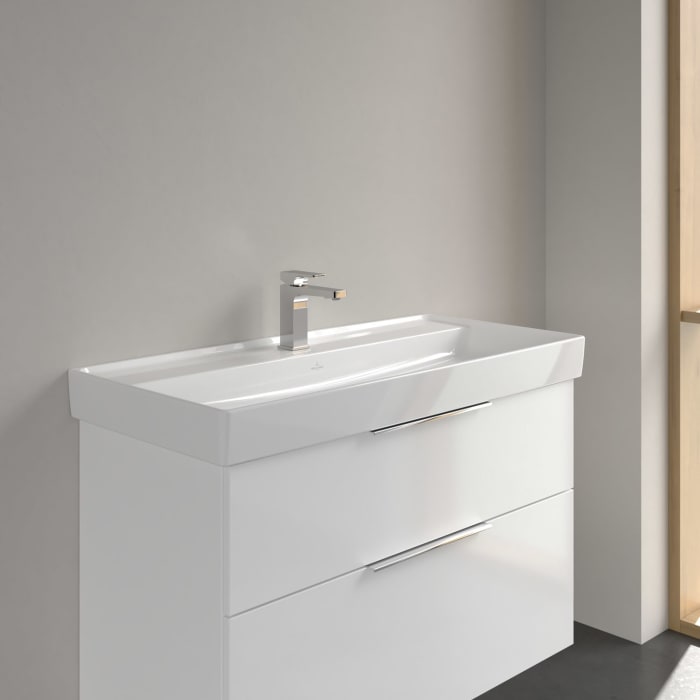 Villeroy & Boch Taro Waschtisch 100 cm mit CeramicPlus Beschichtung, 1 Hahnloch, ohne Überlauf