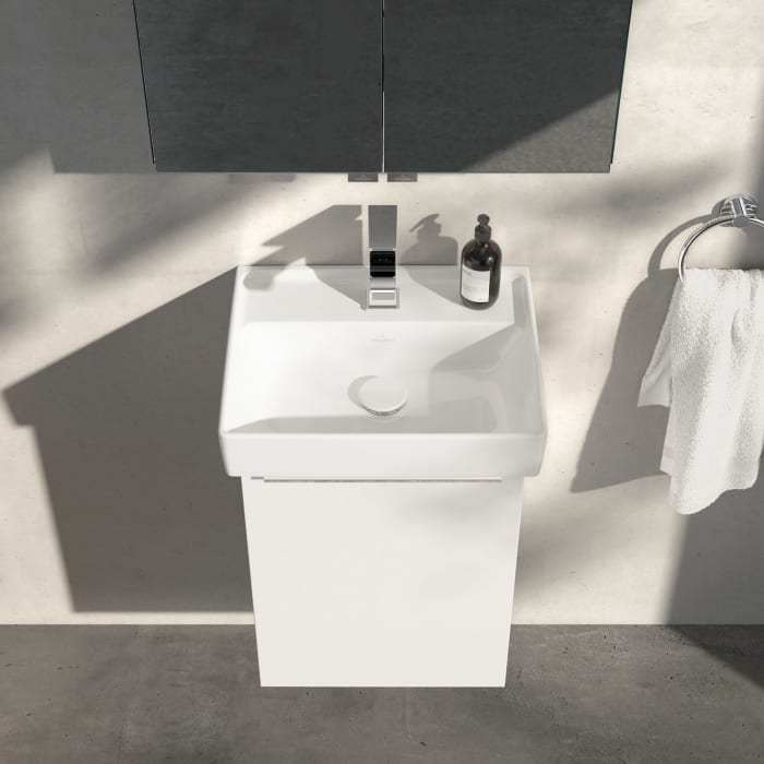 Villeroy & Boch Taro Waschtisch 45 cm mit CeramicPlus Beschichtung, 1 Hahnloch, ohne Überlauf