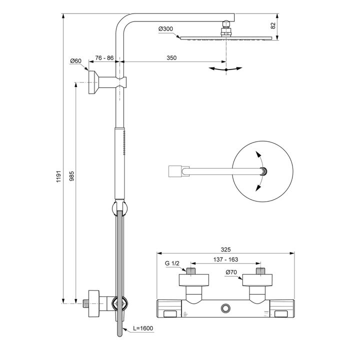 Villeroy & Boch Universal Duschsystem mit Brausethermostat