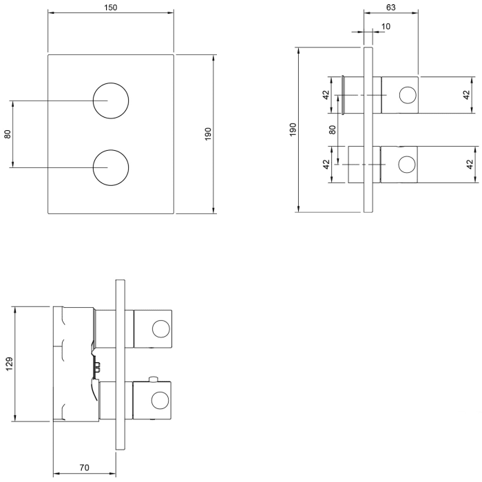 Villeroy & Boch Universal Taps & Fittings Unterputz-Thermostat mit Zweiwege-Mengenregulierung