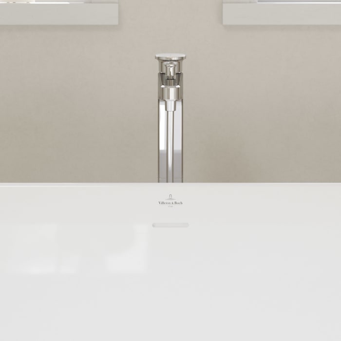 Villeroy & Boch Vea Einhebel-Badewannenarmatur mit Keramik-Plättchen im Hebel, bodenstehend