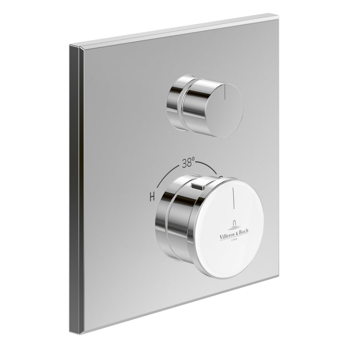 Villeroy & Boch Vea Unterputz-Brausethermostat mit Einwege-Mengenregulierung, mit Keramik-Plättchen im Hebel, für Wanne & Dusche