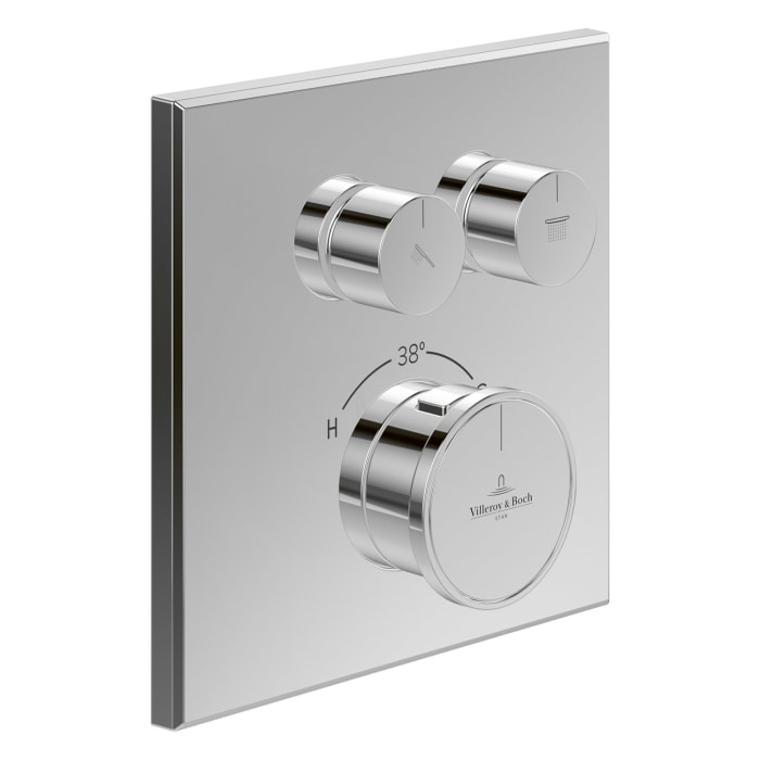 Villeroy & Boch Vea Unterputz-Badethermostat mit Zweiwege-Mengenregulierung, für Wanne & Dusche