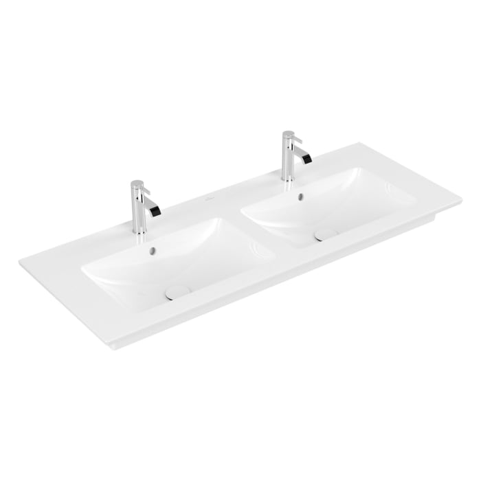 Villeroy & Boch Venticello Schrank-Doppelwaschtisch 130 x 50 cm, mit 2 Hahnlöchern, mit Überlauf