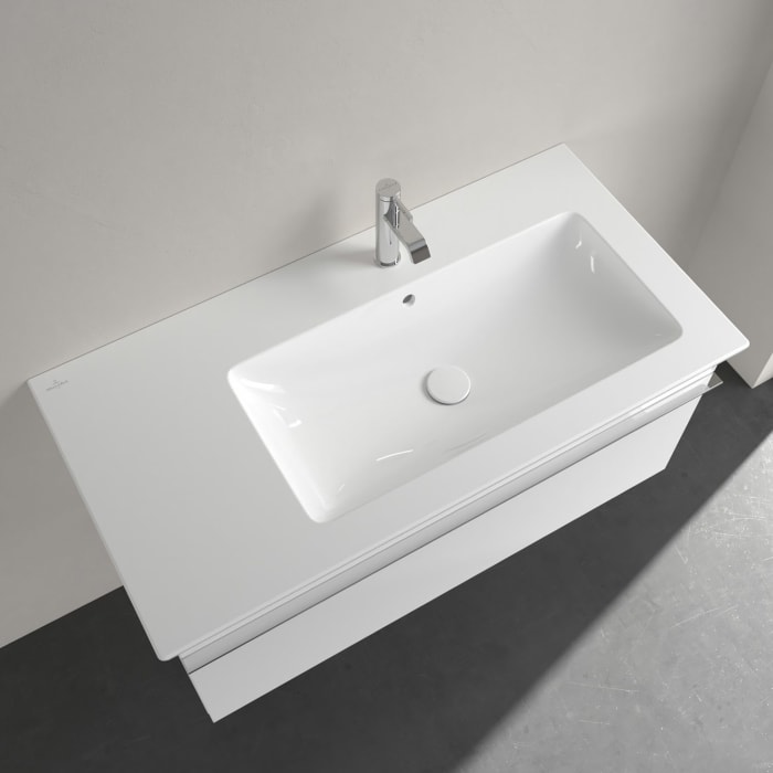 Villeroy & Boch Venticello Schrankwaschtisch 100 x 50 cm, mit 1 Hahnloch, mit Überlauf, Becken rechts