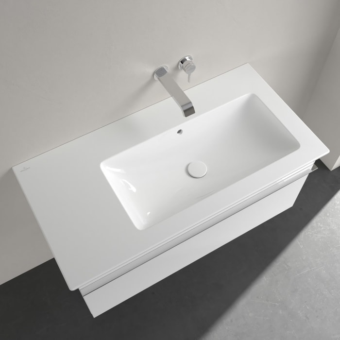 Villeroy & Boch Venticello Schrankwaschtisch 100 x 50 cm, ohne Hahnloch, mit Überlauf, Becken rechts