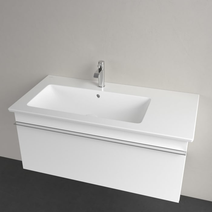 Villeroy & Boch Venticello Schrankwaschtisch 100 x 50 cm, mit 1 Hahnloch, mit Überlauf, Becken links
