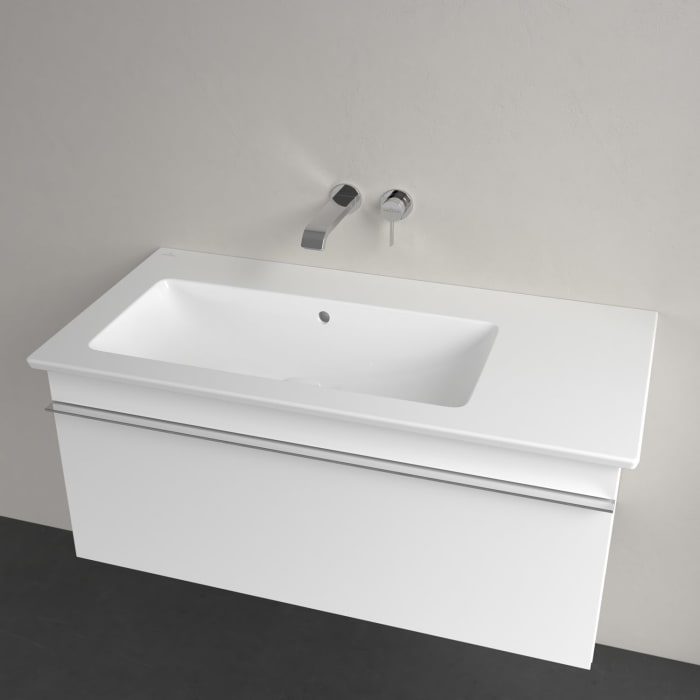 Villeroy & Boch Venticello Schrankwaschtisch 100 x 50 cm, ohne Hahnloch, mit Überlauf, Becken links