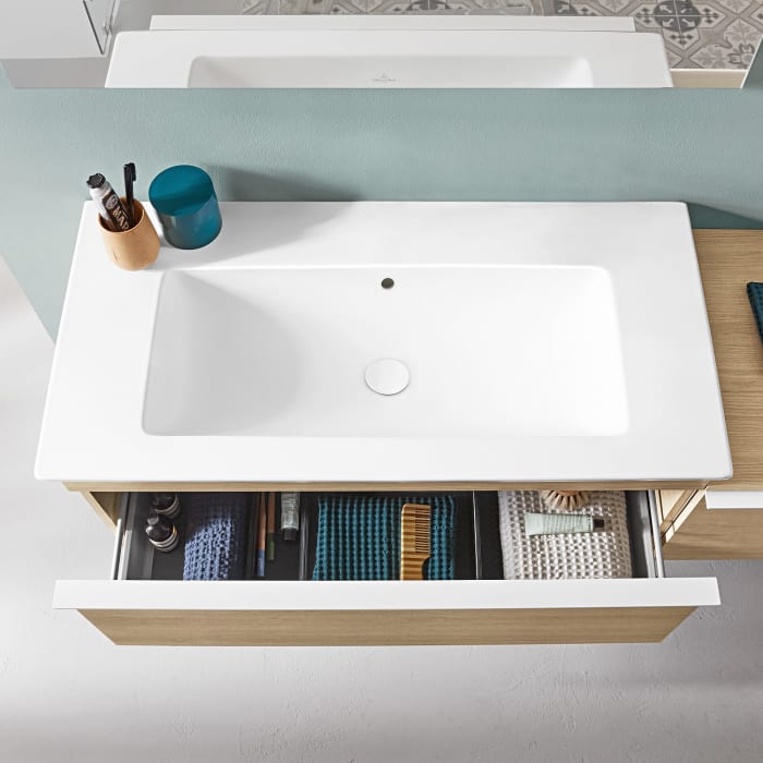 Villeroy & Boch Venticello Schrankwaschtisch 100 x 50 cm, ohne Hahnloch, mit Überlauf