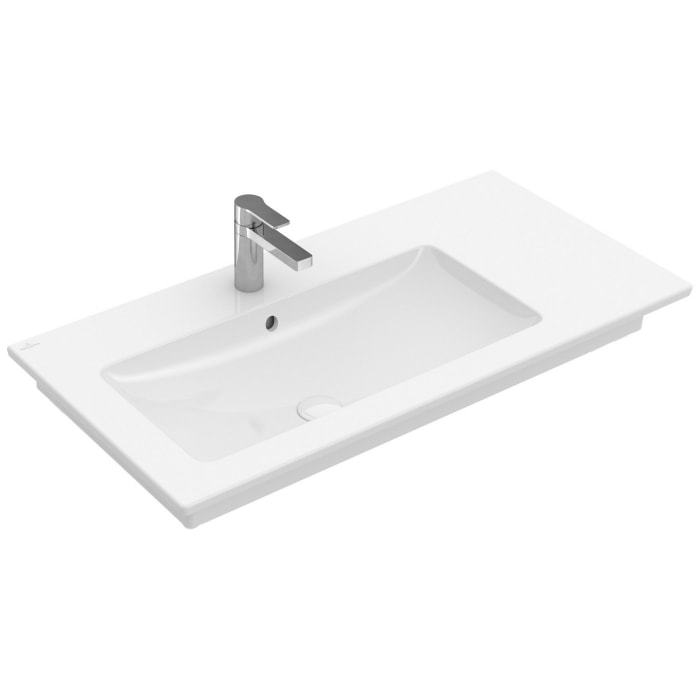 Villeroy & Boch Venticello Schrankwaschtisch 100 x 50 cm, mit 1 Hahnloch, mit Überlauf, Becken links