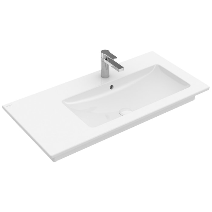 Villeroy & Boch Venticello Schrankwaschtisch 100 x 50 cm, mit 1 Hahnloch, mit Überlauf, Becken rechts
