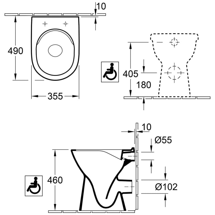 Villeroy & Boch Vicare Tiefspül-WC spülrandlos, bodenstehend