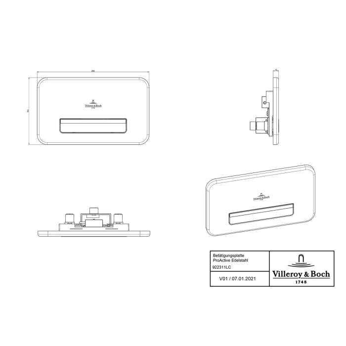 Villeroy & Boch Viconnect Betätigungsplatte 200M ProActive+ mit Motorsteuerung