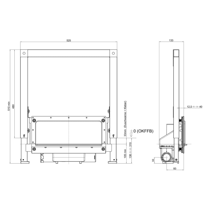 Villeroy & Boch Viconnect Wandablaufeinheit inkl. Rahmen (Trockenbau-Element)