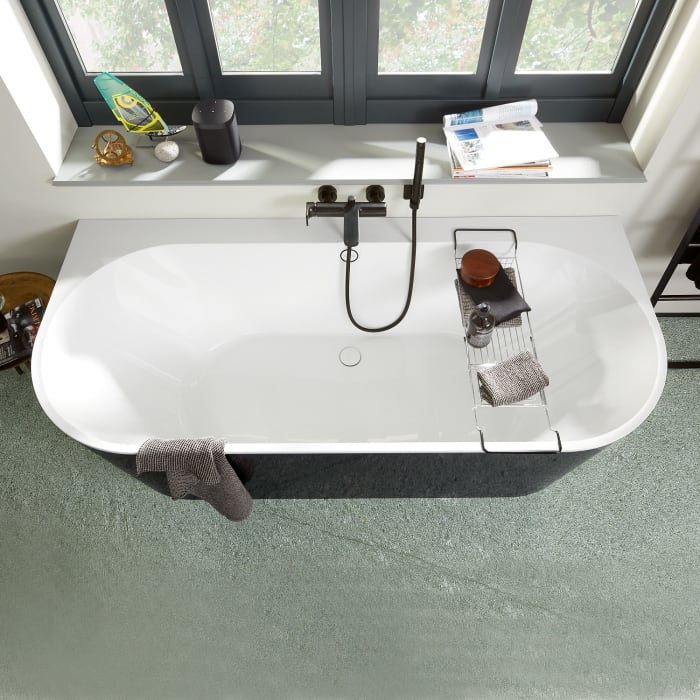 Villeroy & Boch Oberon 2.0 Duo Vorwand-Badewanne 180 x 80 cm, inkl. Schürze in Schwarz