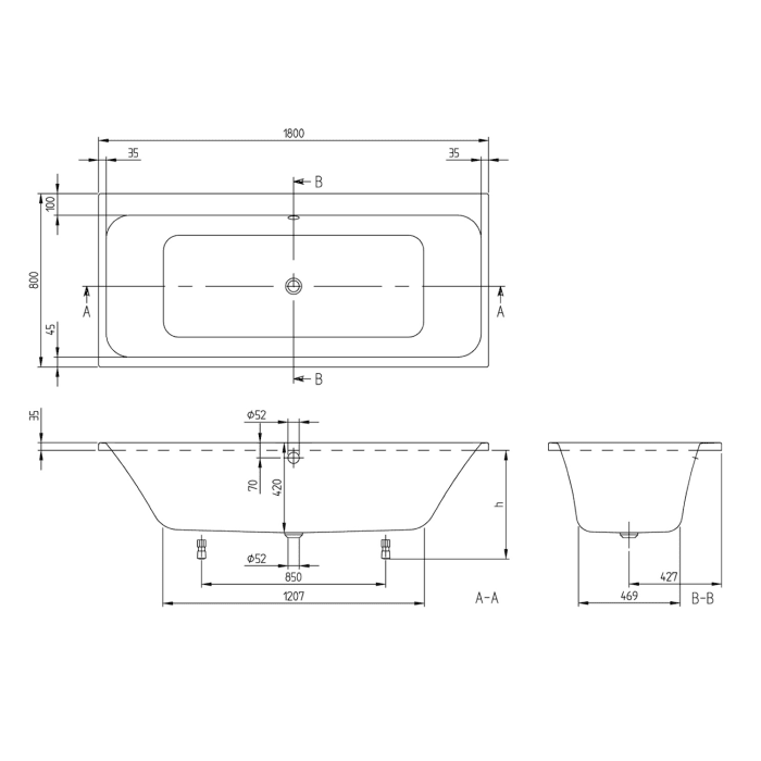 Villeroy & Boch Architectura Duo Badewanne 180 x 80 cm