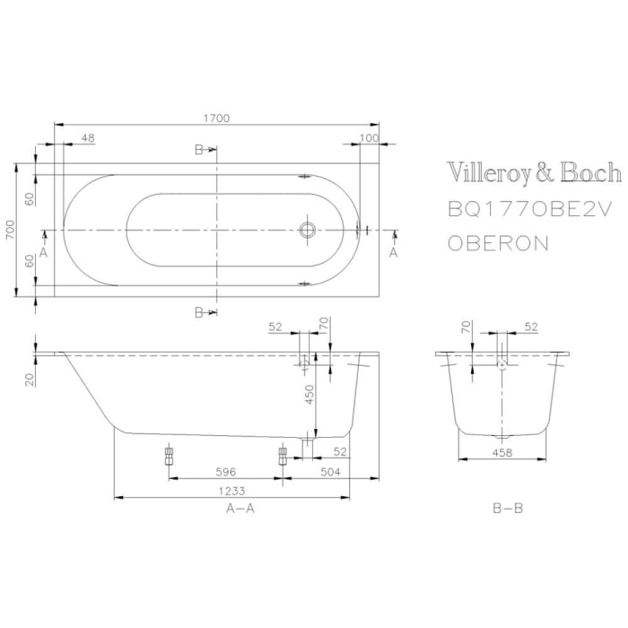 Villeroy & Boch Oberon Solo Badewanne 170 x 70 cm