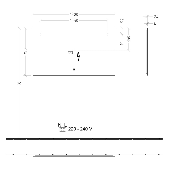 Villeroy & Boch More to See Lite Lichtspiegel 130 x 75 cm