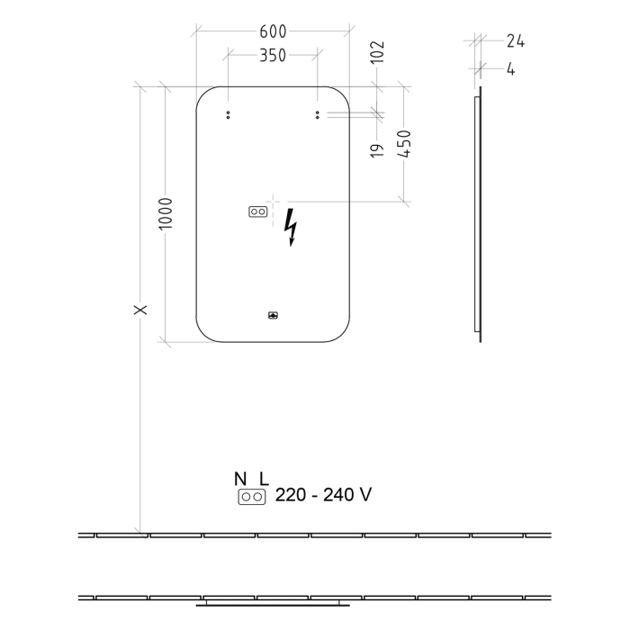 Villeroy & Boch More to See Lite+ Lichtspiegel 50 x 90 cm